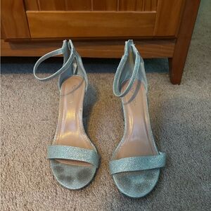 Elegant Silver Ankle Strap Heels